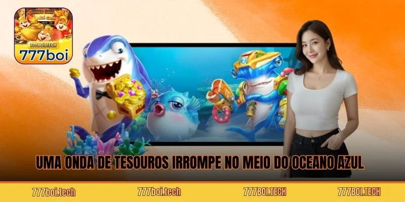 Uma onda de tesouros irrompe no meio do oceano azul 